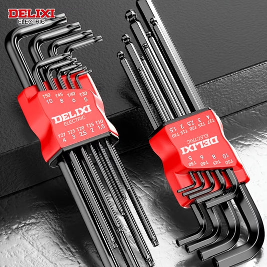 Extra-Long Arm Hex Wrench Set with Ball &amp; Torx Ends