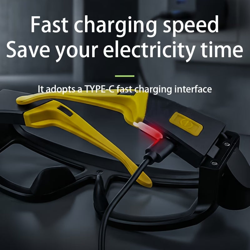 LED Safety Glasses with Light, Rechargeable Headlamp Glasses,