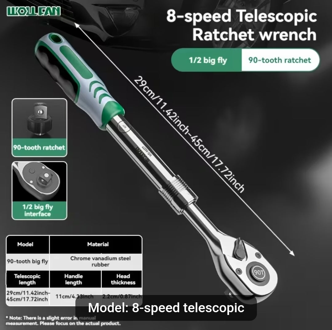 90 Teeth Telescopic 1/2 Ratchet