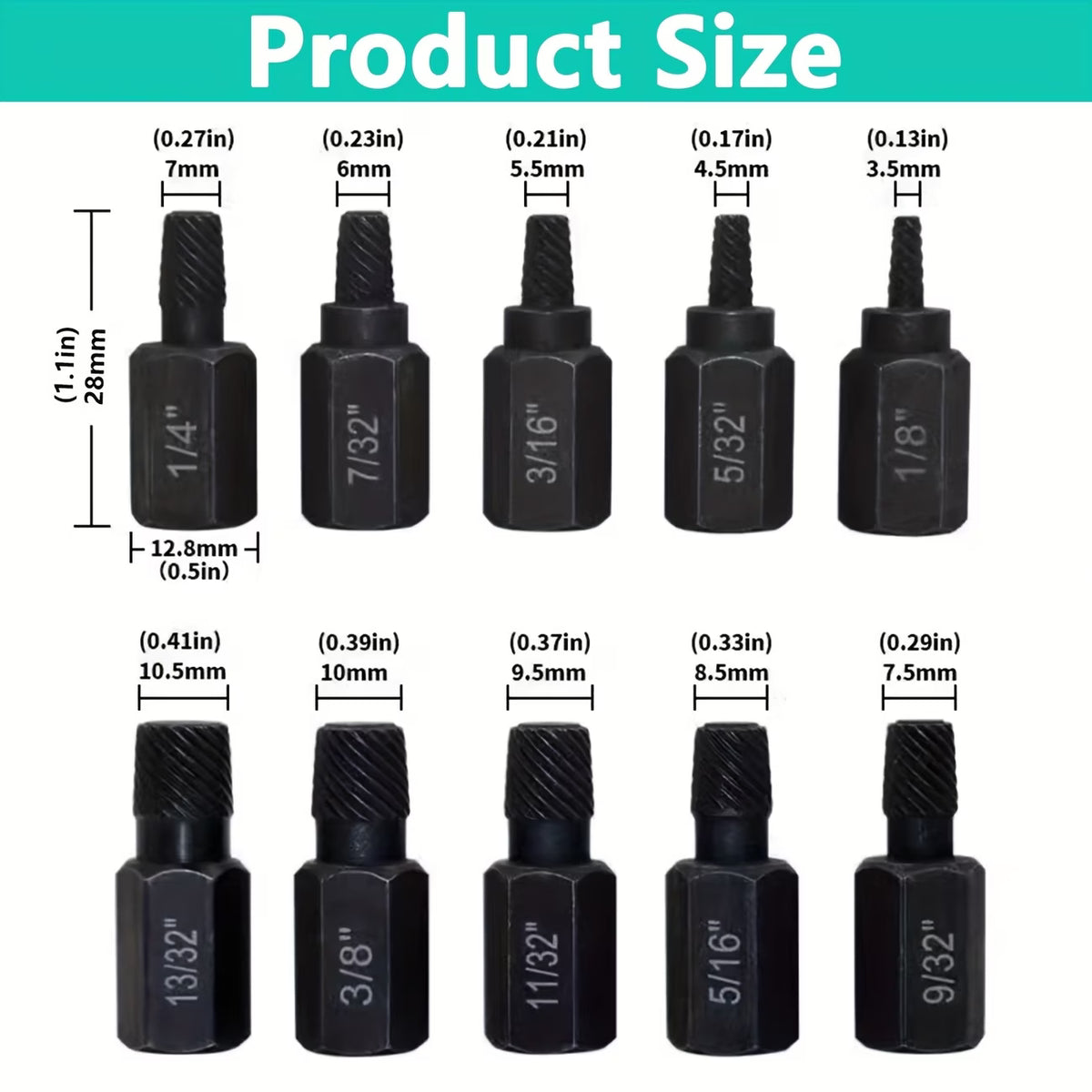 10pcs Heavy-Duty Screw/bolt Extractor Set