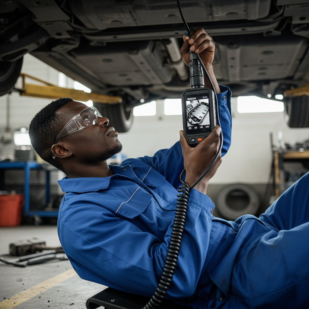 African Mechanic with Borescope