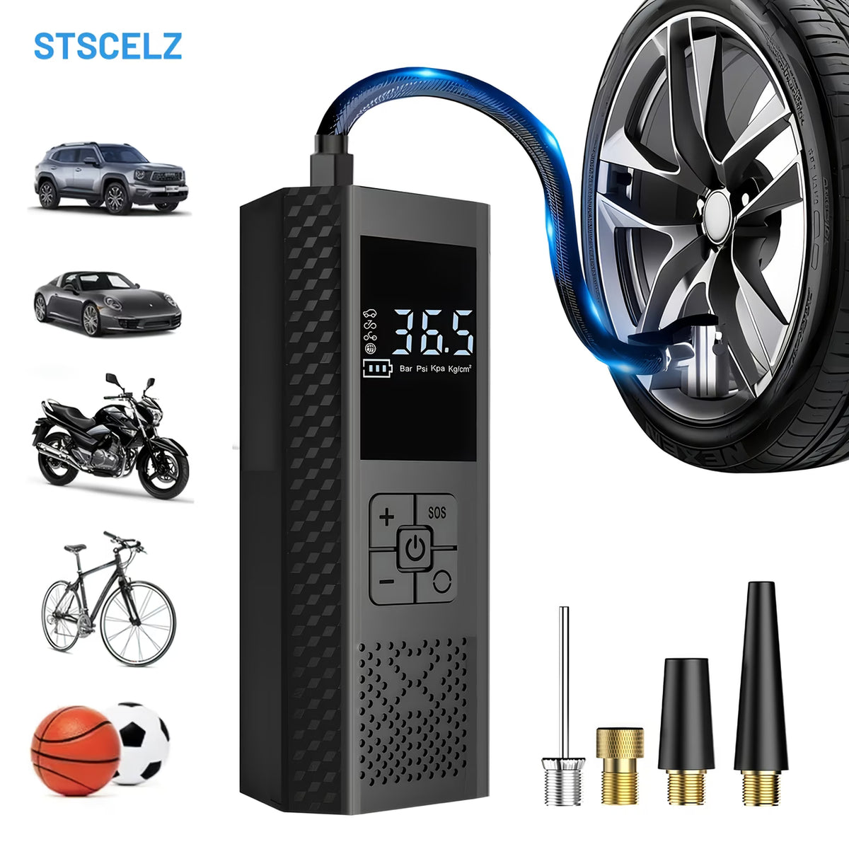 150 PSI / 10 BAR Portable Air Compressor – 3X Faster Smart Wireless Tyre Inflator with LED Display