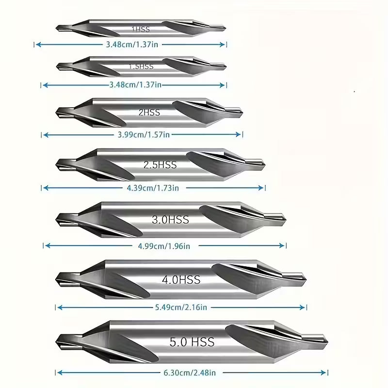 7pcs HSS Center Drill Bit Set