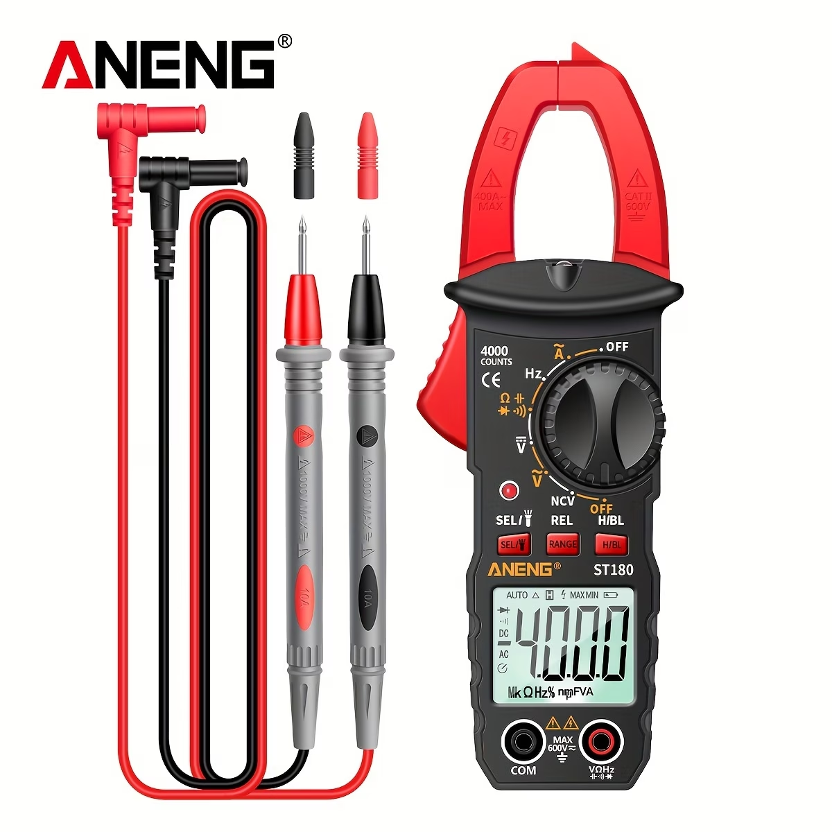 ANENG ST180 Digital Clamp Meter with test leads
